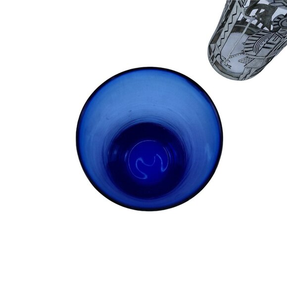 Kachina Candle Holder Cobalt Blue Glass Vase Tin Pewter Wrap Universal Pewter - Picture 14 of 14